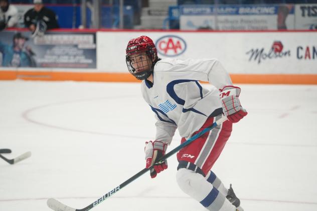 Sudbury Wolves' Braydon Bruce on the ice