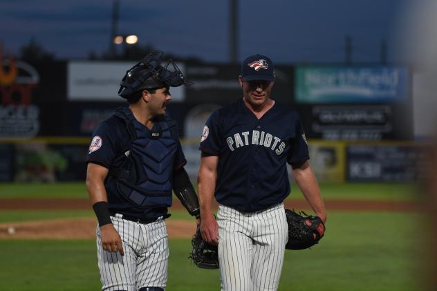 Austin Wells and Matt Sauer of the Somerset Patriots