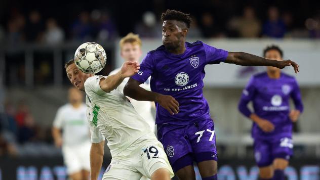 Louisville City FC's Enoch Mushagalusa tales on Memphis 901 FC's Rece Buckmaster