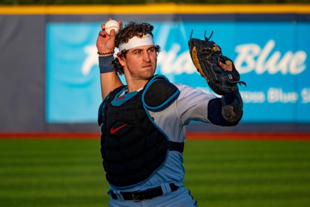 Pensacola Blue Wahoos' J.D. Osborne in action