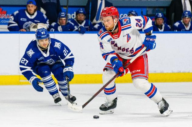 Kitchener Rangers defenseman Jack Harper vs. the Mississauga Steelheads