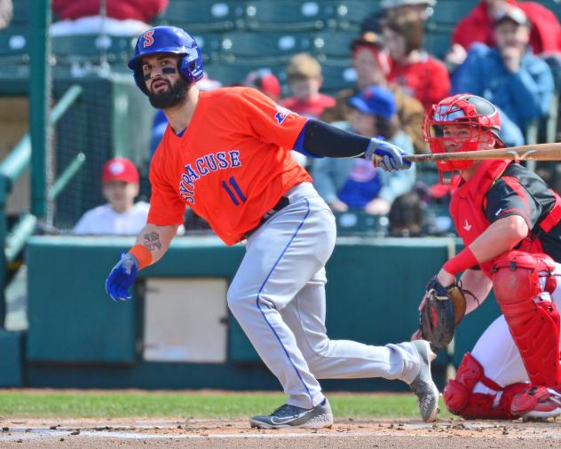 Nick Dini of the Syracuse Mets at bat