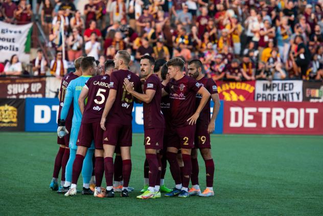 Detroit City FC huddle