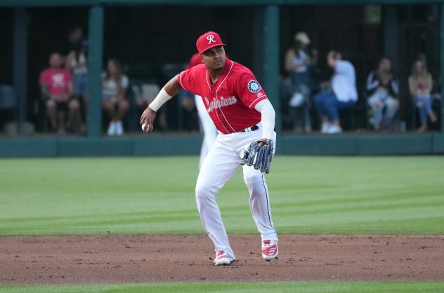 Tacoma Rainiers' Erick Mejia in action