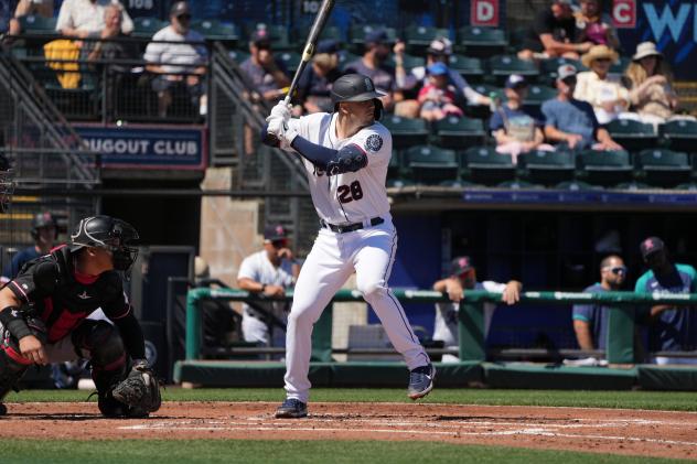 Evan White of the Tacoma Rainiers in action