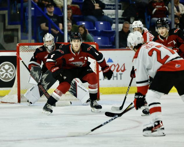 Vancouver Giants' Tom Cadieux versus Prince George Cougars' Riley Heidt