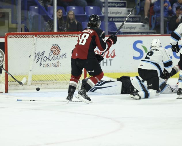 Vancouver Giants centre Colton Langkow vs. the Winnipeg ICE