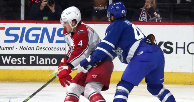 Wichita Thunder's Quinn Preston versus Allen Americans' Kris Myllari