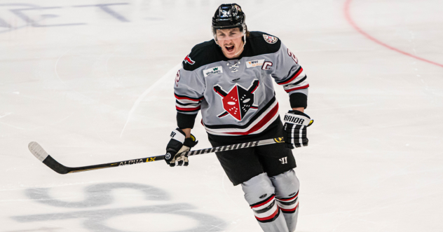 Defenseman Dylan MacPherson with the Wheeling Nailers