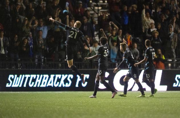 Colorado Springs Switchbacks FC celebrate win