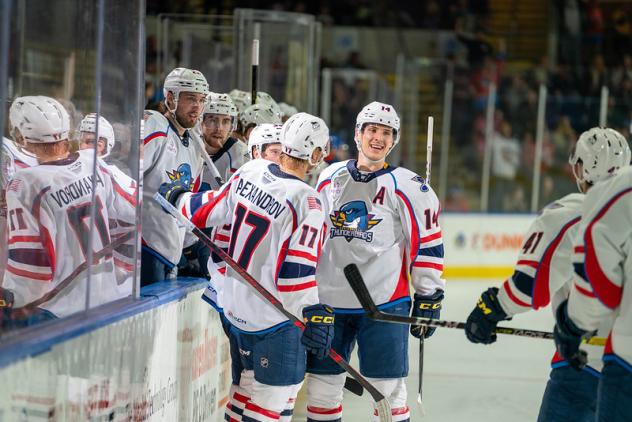 Springfield Thunderbirds talk along the bench