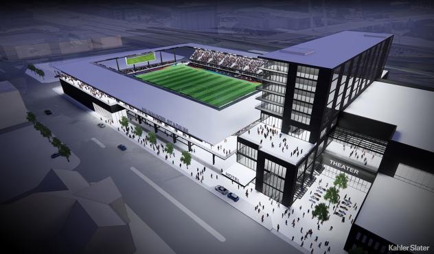 Rendering of Iron District MKE soccer stadium in Milwaukee, Wisconsin