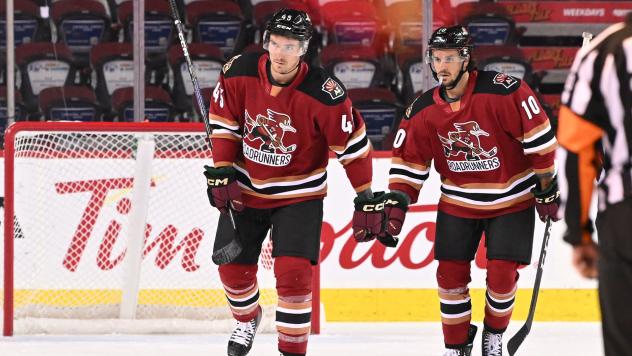 Tucson Roadrunners' Laurent Dauphin and Jean-Sebastien Dea on game day