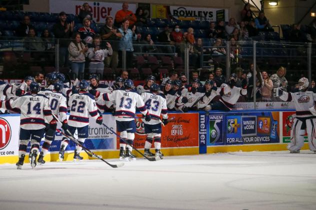 Saginaw Spirit players celebrate win